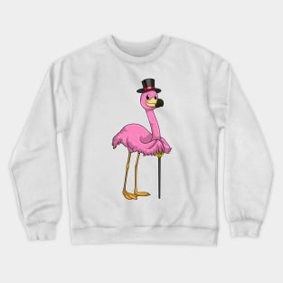 Flamingo as Pensioner with Walking stick Crewneck Sweatshirt